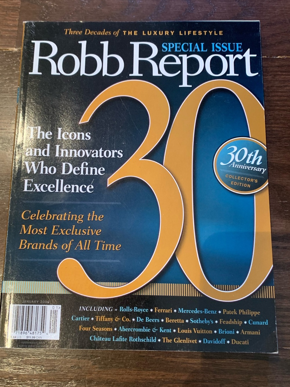 Robb Report Special Issue 30th Anniversary Magazine - Blue & Gold Cover